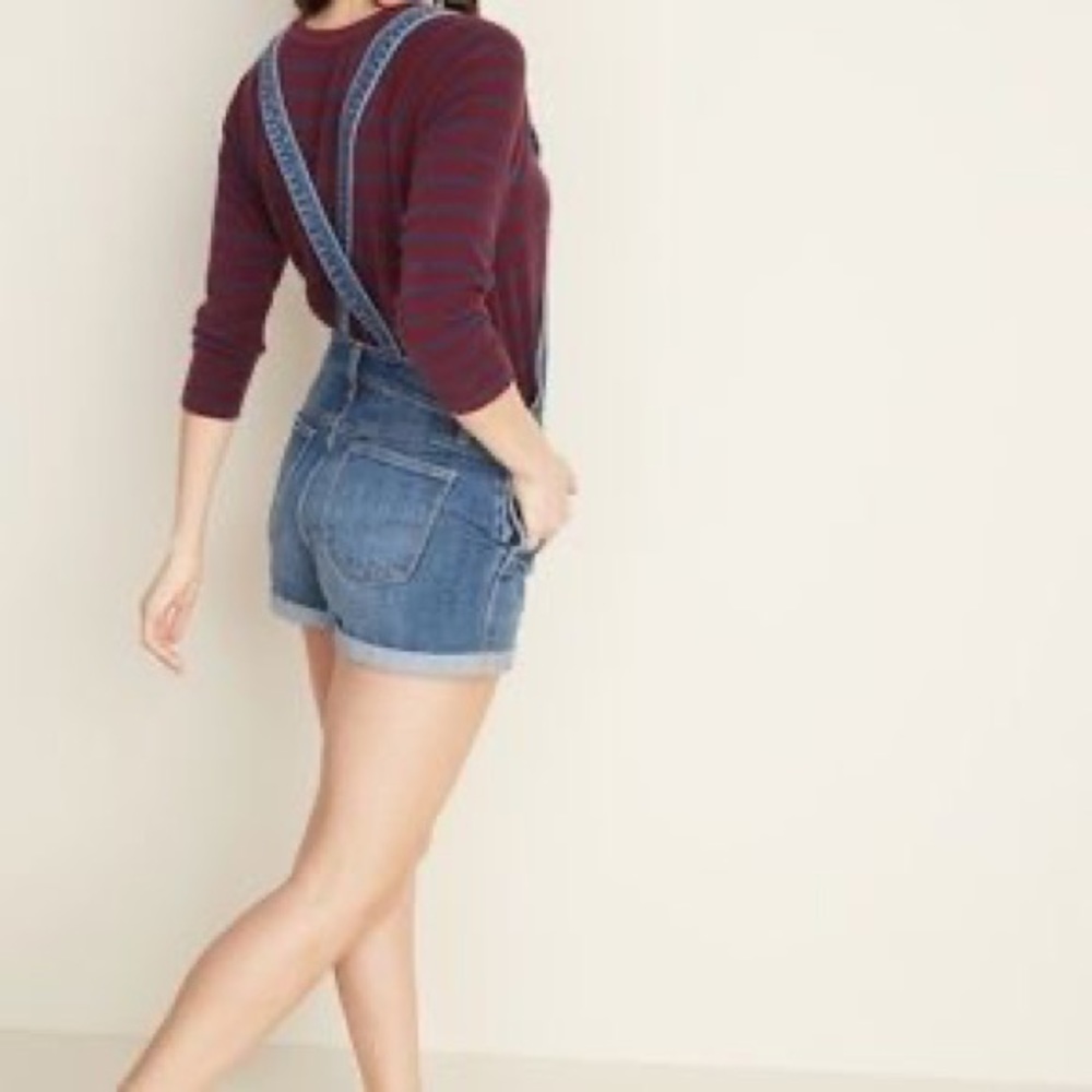 Old Navy Outdoor Denim Jeans Overall Shorts Size Medium